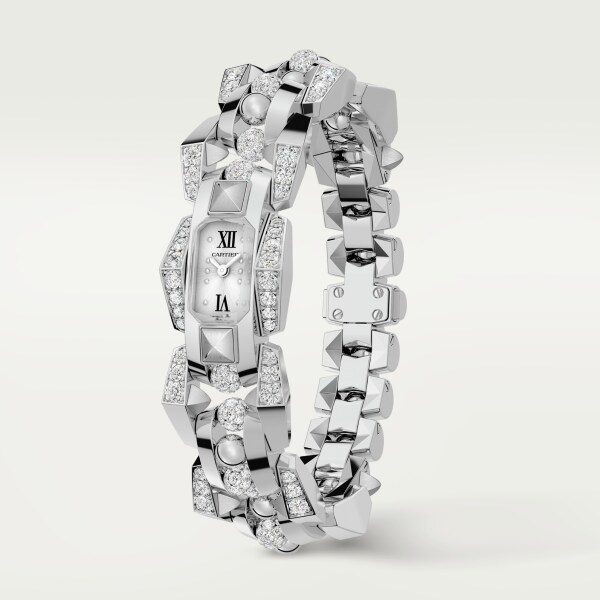 Clash [Un]limited watch Small model, quartz movement, rhodium-finish white gold, diamonds